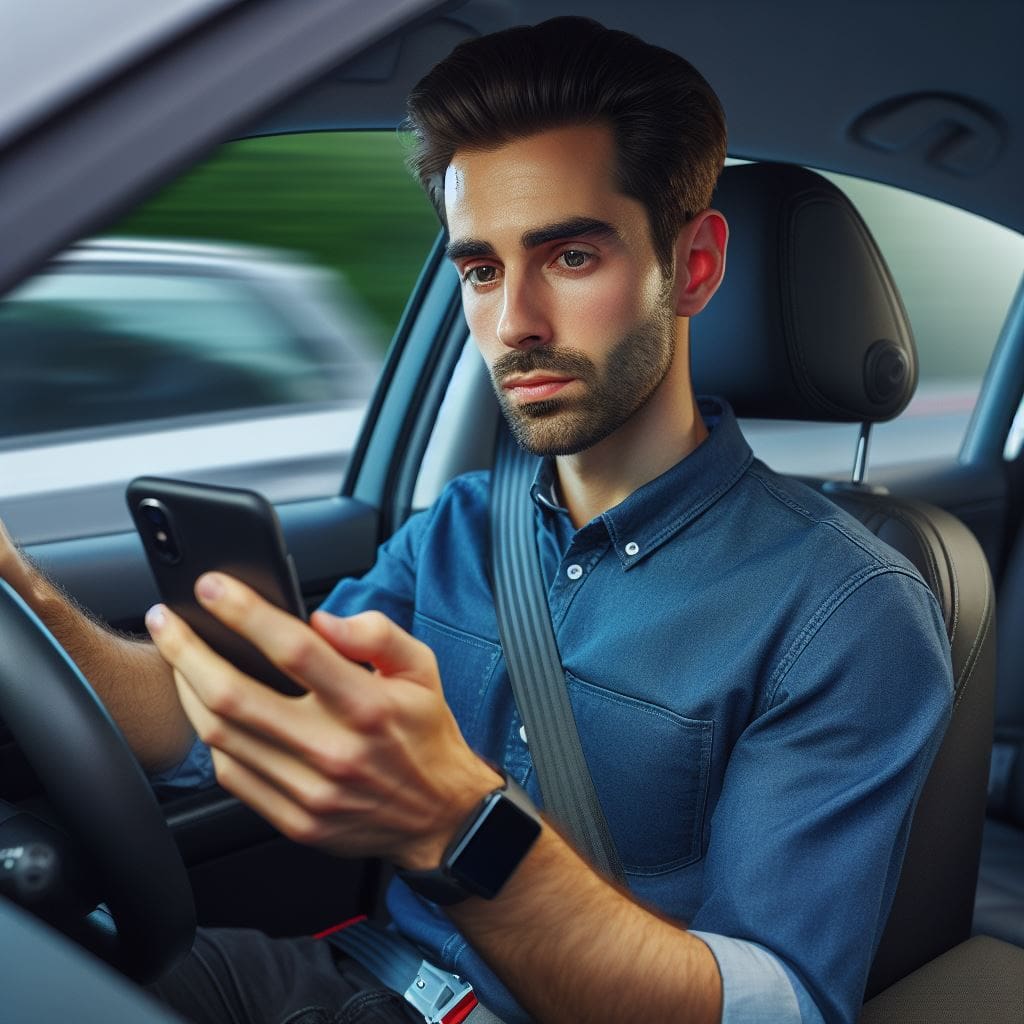 person on phone while driving 